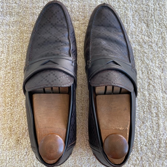 Gucci Men’s Brown Diamante Leather Penny Slip On Driving Loafers Size 11 US - Picture 8 of 15